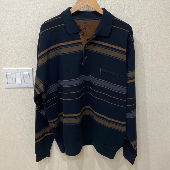 BAILEYS Navy Camel 3 Button Sweater—Made In Italy—GORGEOUS!! Like New—XXL - Picture 1 of 10